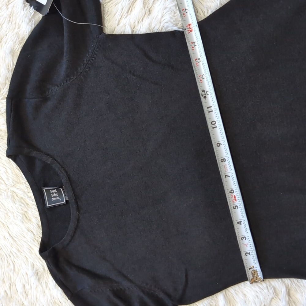 NWT JH Black Knit A Line Sweater Dress With Contrast Striped Hems Size Medium - Picture 11 of 12